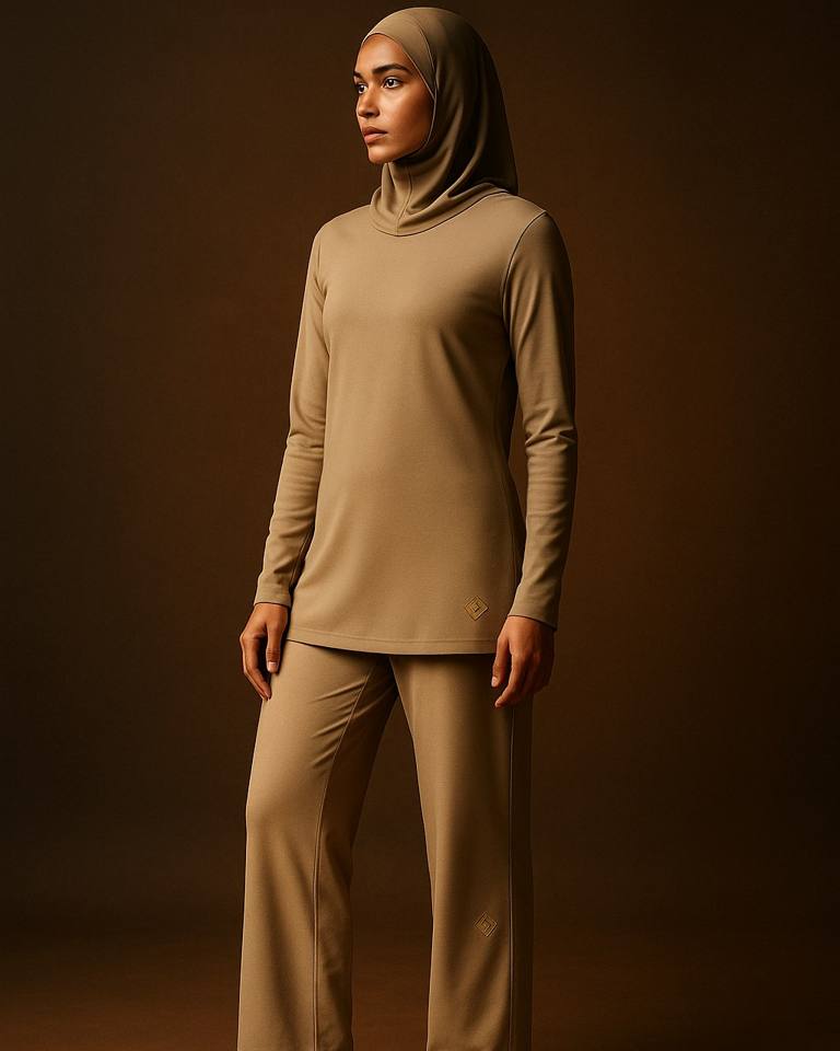 Desert Collection — warm earthy modest activewear in bone, sand and clay