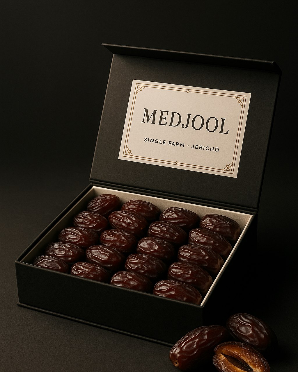 Single-farm Jericho Medjool dates in gift box