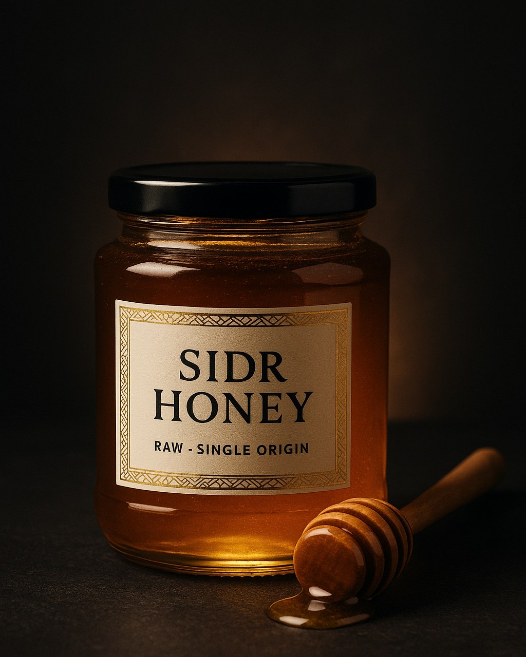 Raw single-origin Sidr honey in glass jar