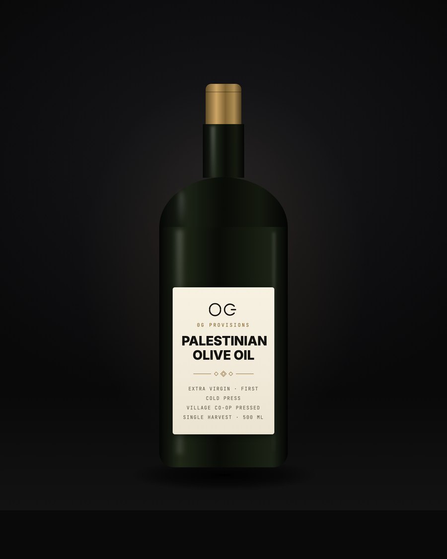 0G Provisions Palestinian Olive Oil — extra virgin, village co-op pressed, 500ml