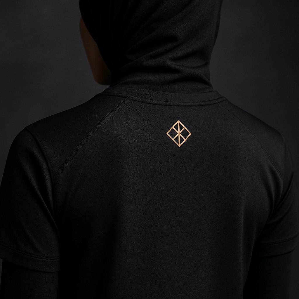 Tonal back yoke with gold emblem