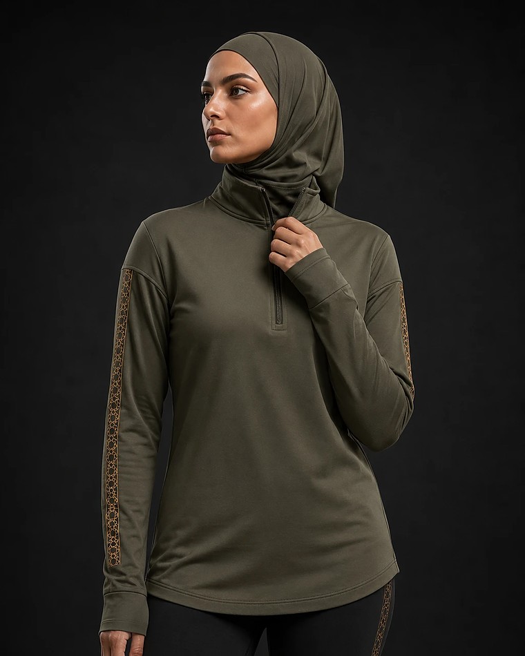 Quarter-Zip Top — hijab-friendly layering top